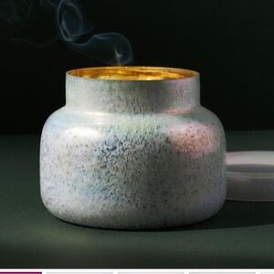 Anthropologie candle Glass Jar with Lid, partially unused Selling a reusable jar